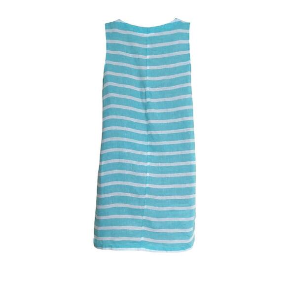Sigrid Olsen Women's Mint Green Striped Linen Sleeveless Shift Dress - Picture 2 of 7